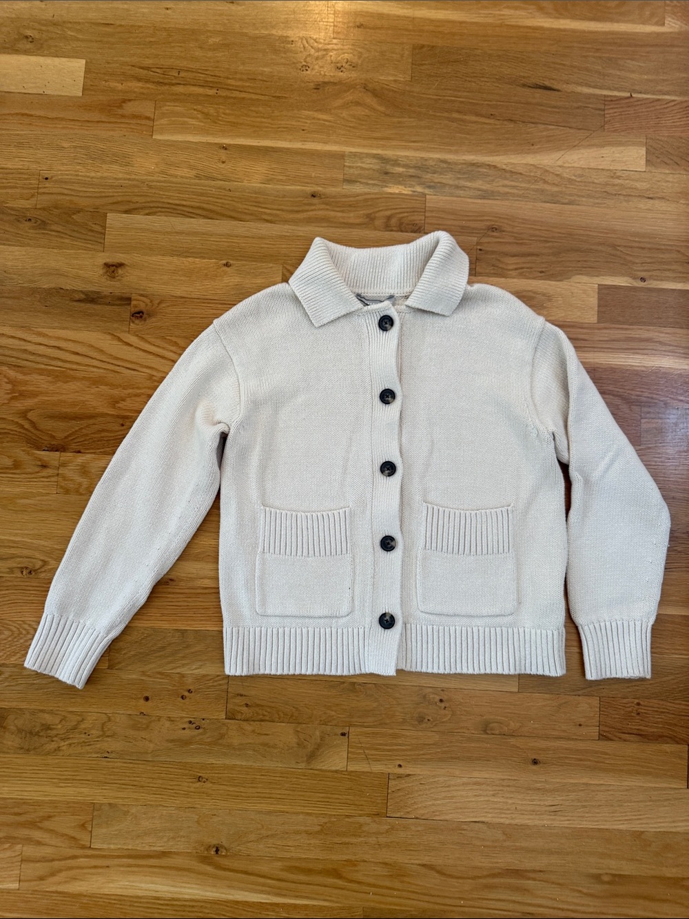Everlane Cream Button-Front Knit Cardigan Sweater